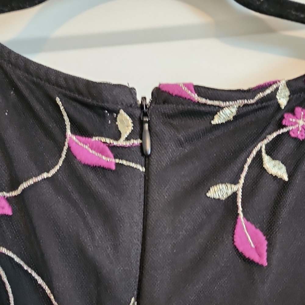 NWT Nordstrom Mesh Embroidered Floral Black and Pink Dress - Picture 9 of 11